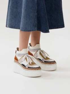 Baskets-Chloé Baskets Compensees Nama Red Sand