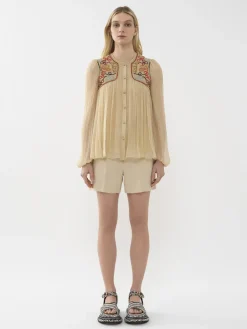 Tops Et Blouses-Chloé Blouse Froncee Secret Brown