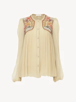 Tops Et Blouses-Chloé Blouse Froncee Secret Brown