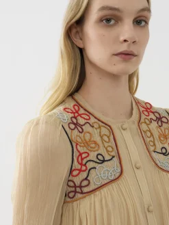 Tops Et Blouses-Chloé Blouse Froncee Secret Brown