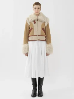 Vestes-Chloé Blouson Aviateur Soft Tan