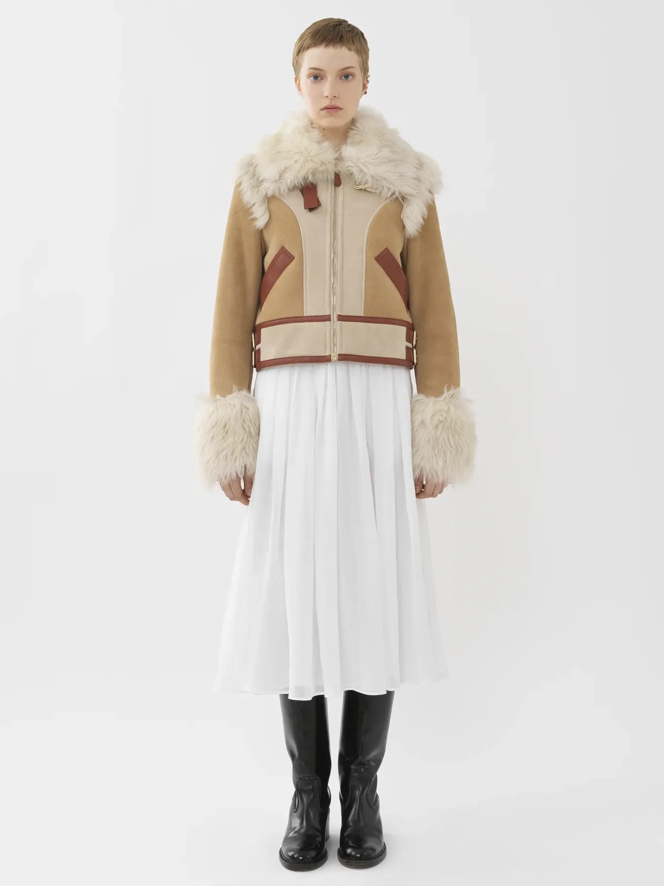Vestes-Chloé Blouson Aviateur Soft Tan