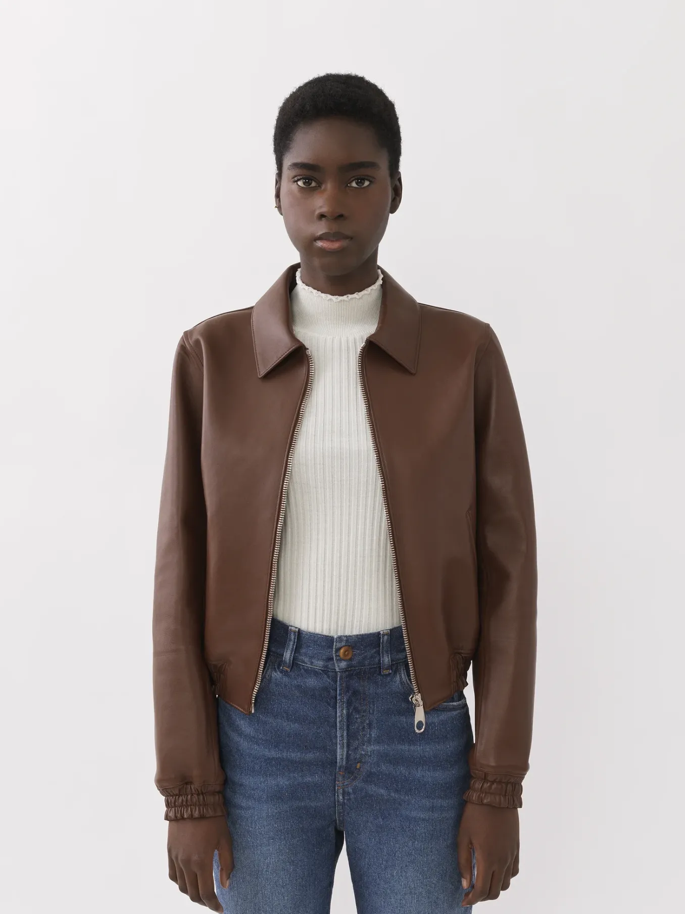 Vestes-Chloé Blouson Court Dark Chesnut