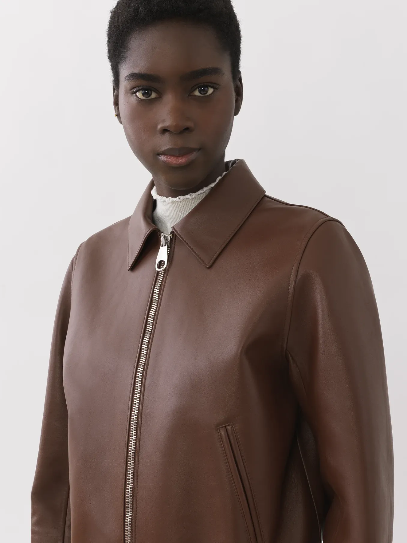 Vestes-Chloé Blouson Court Dark Chesnut