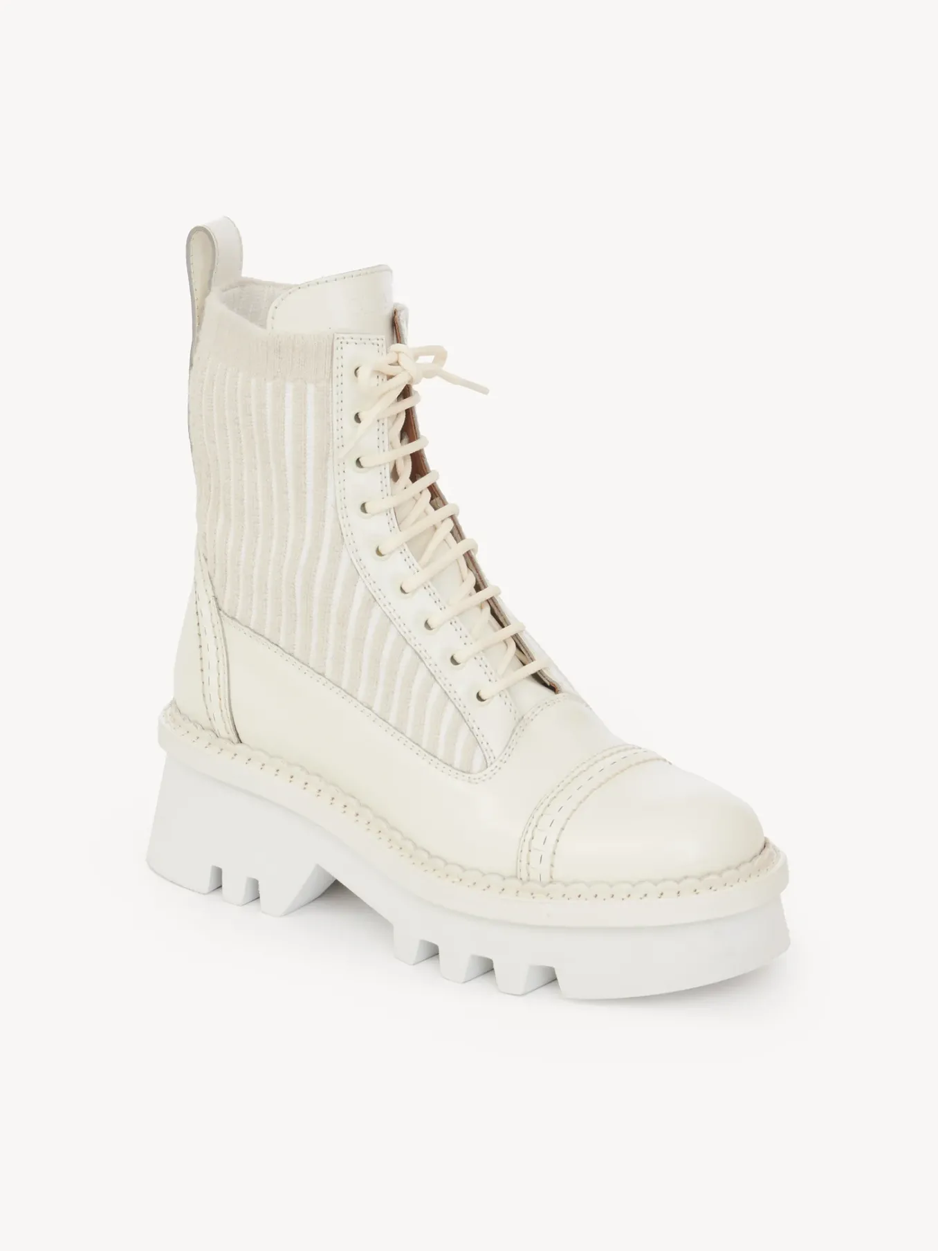 Bottes Et Bottines-Chloé Bottines A Lacets Owena Cloudy White