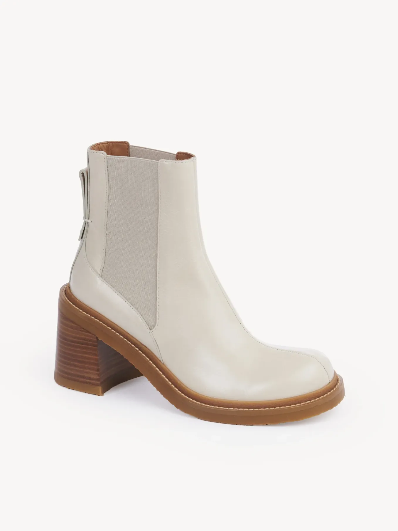Bottes Et Bottines-Chloé Bottines Chelsea A Talon Bonni Gesso