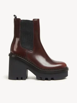 Bottes Et Bottines-Chloé Bottines Chelsea A Talon Owena Clay Brown