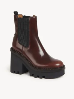 Bottes Et Bottines-Chloé Bottines Chelsea A Talon Owena Clay Brown