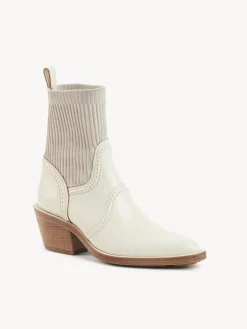 Bottes Et Bottines-Chloé Bottines Texanes Effet Chaussette Nellie Eggshell