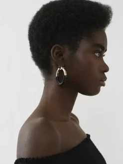 Bijoux-Chloé Boucles D'Oreilles Creoles Maura Noir