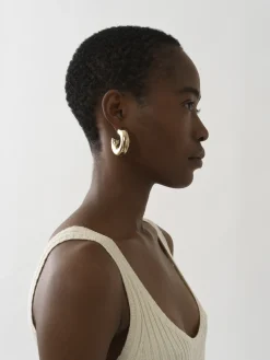 Bijoux-Chloé Boucles D'Oreilles Creoles Nancy Gold Color