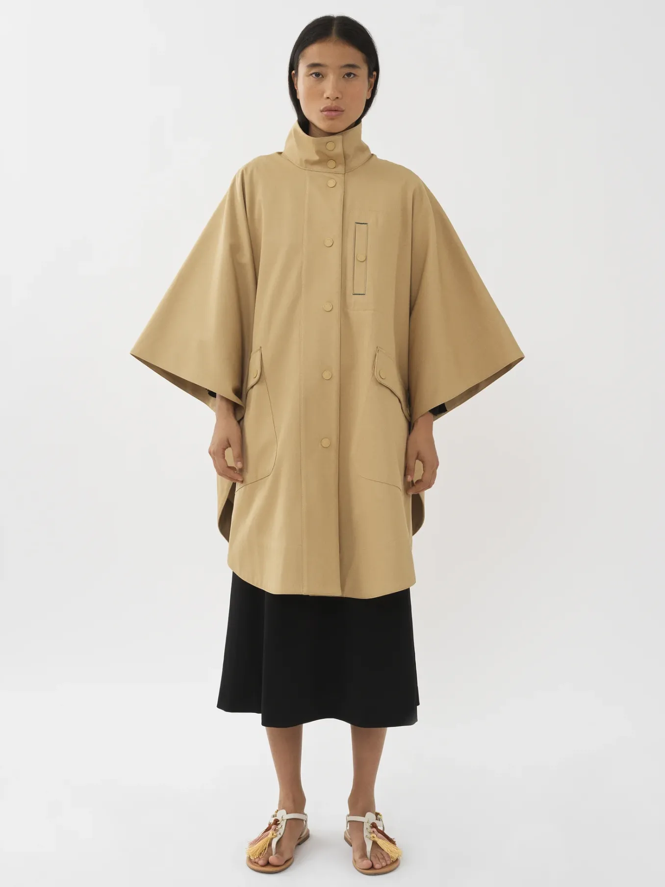 Vêtements-Chloé Cape A Simple Boutonnage Jungle Brown