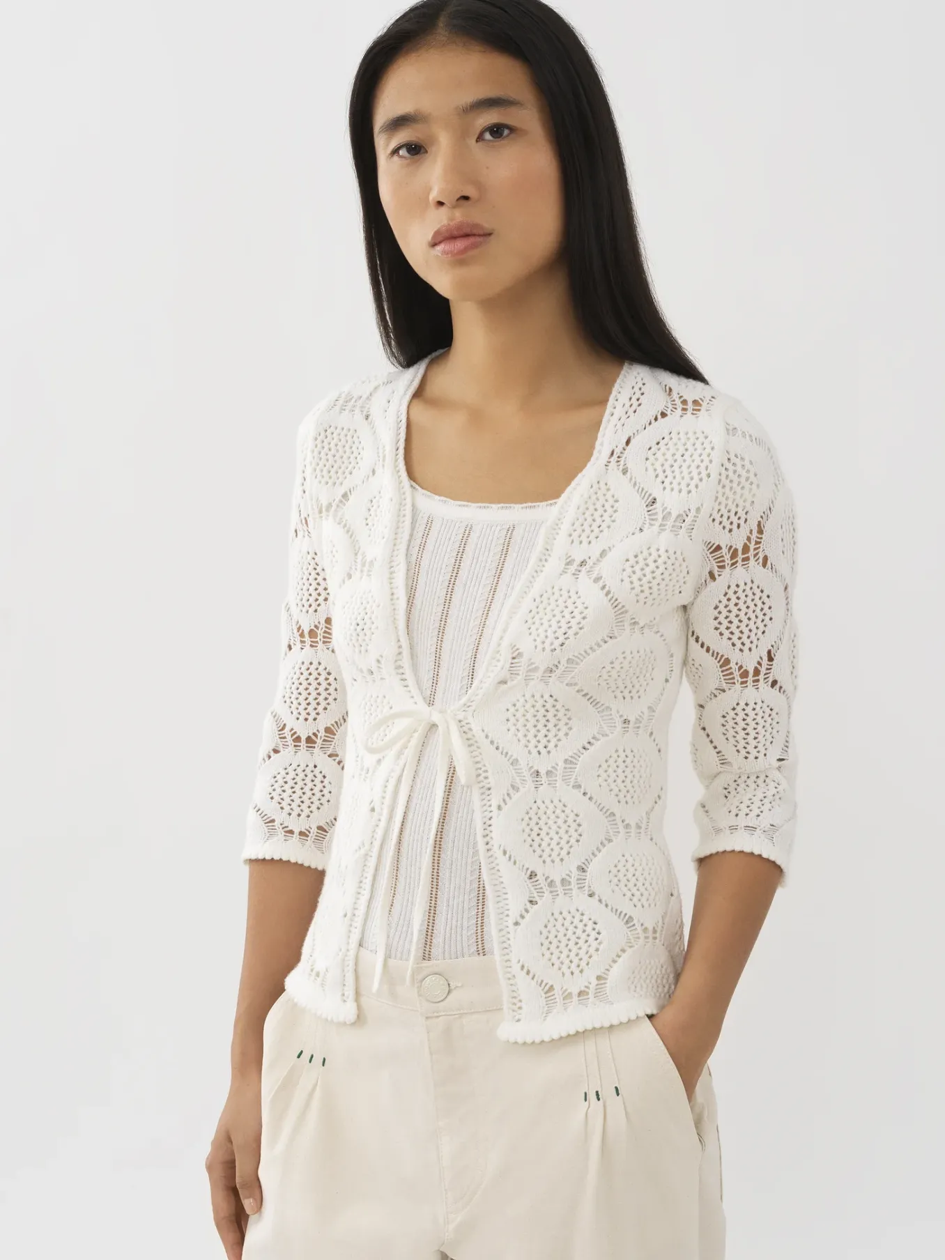 Vêtements-Chloé Cardigan A Nouer Cloudy White