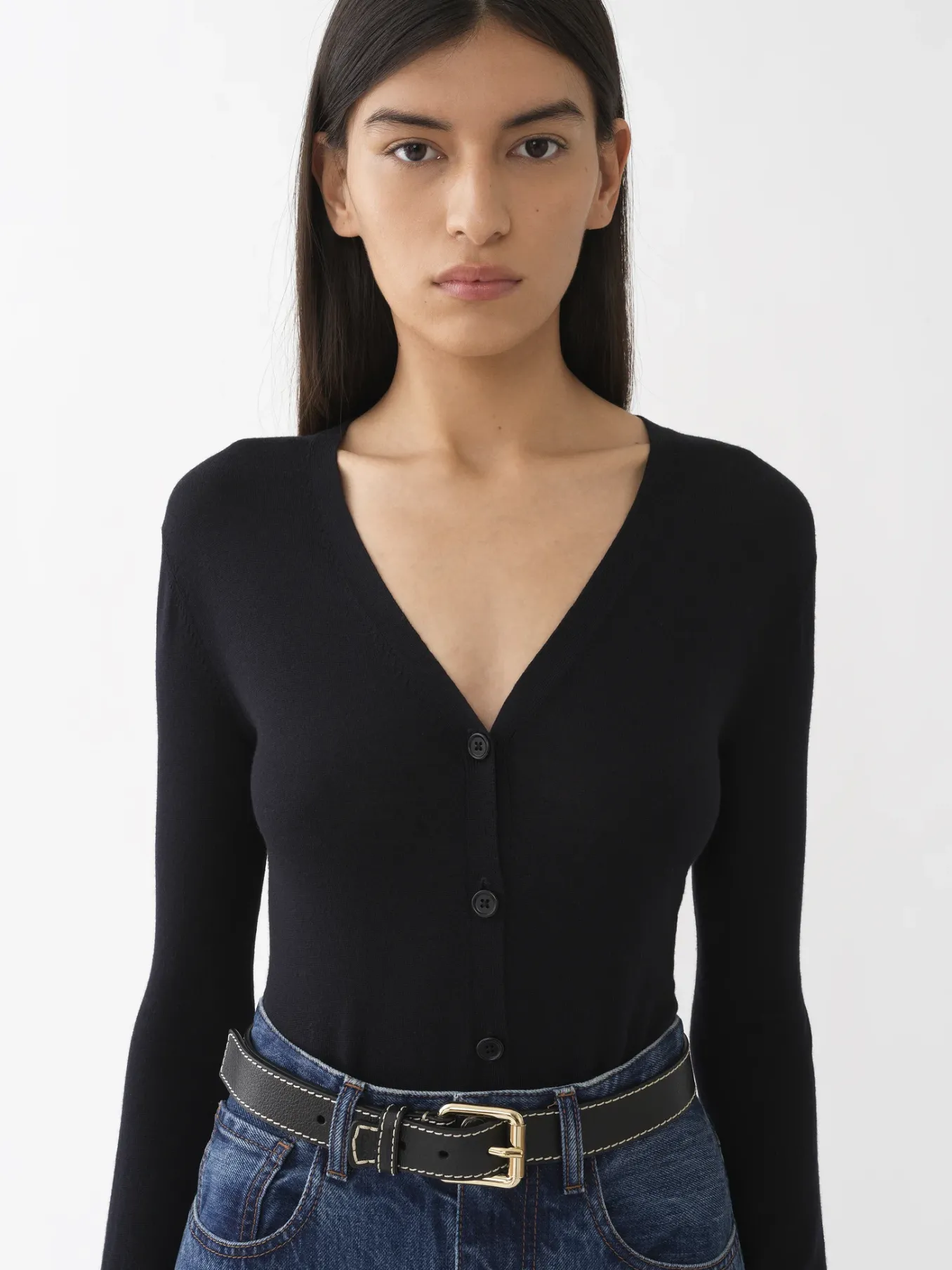 Maille-Chloé Cardigan Col V Royal Navy