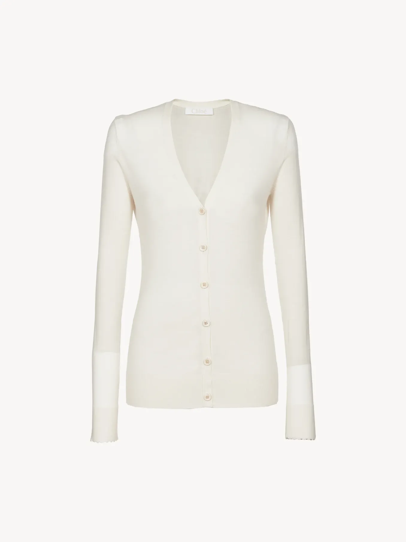 Maille-Chloé Cardigan Col V White Powder