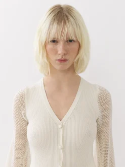 Maille-Chloé Cardigan Col V Ajuste Lovely White