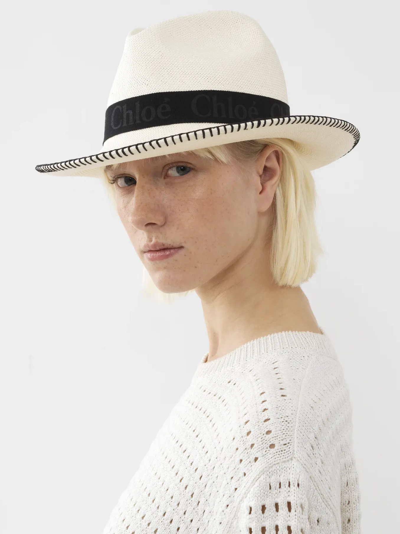 Tenues De Plage-Chloé Chapeau Panama Woody Blanc