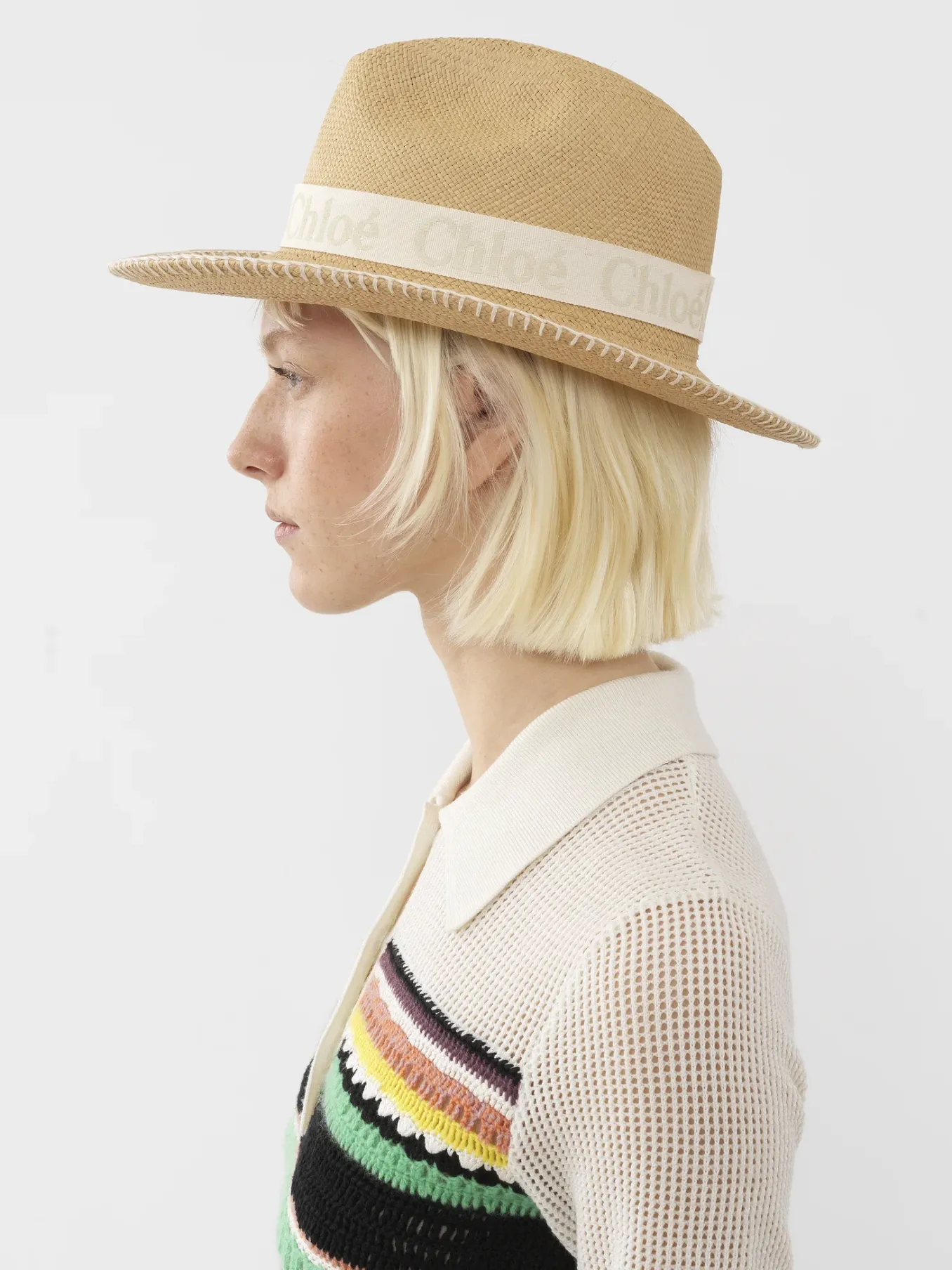 Tenues De Plage-Chloé Chapeau Panama Woody Straw Beige