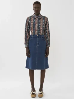 Vêtements-Chloé Chemise Col Volante Multicolor Blue 3
