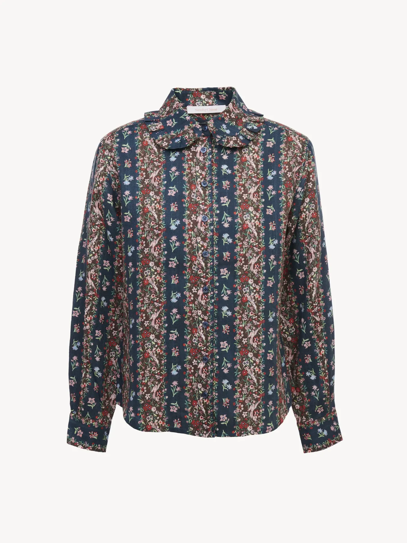 Vêtements-Chloé Chemise Col Volante Multicolor Blue 3