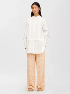 Vêtements-Chloé Chemise Longue Col Mao Blanc