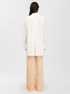 Vêtements-Chloé Chemise Longue Col Mao Blanc