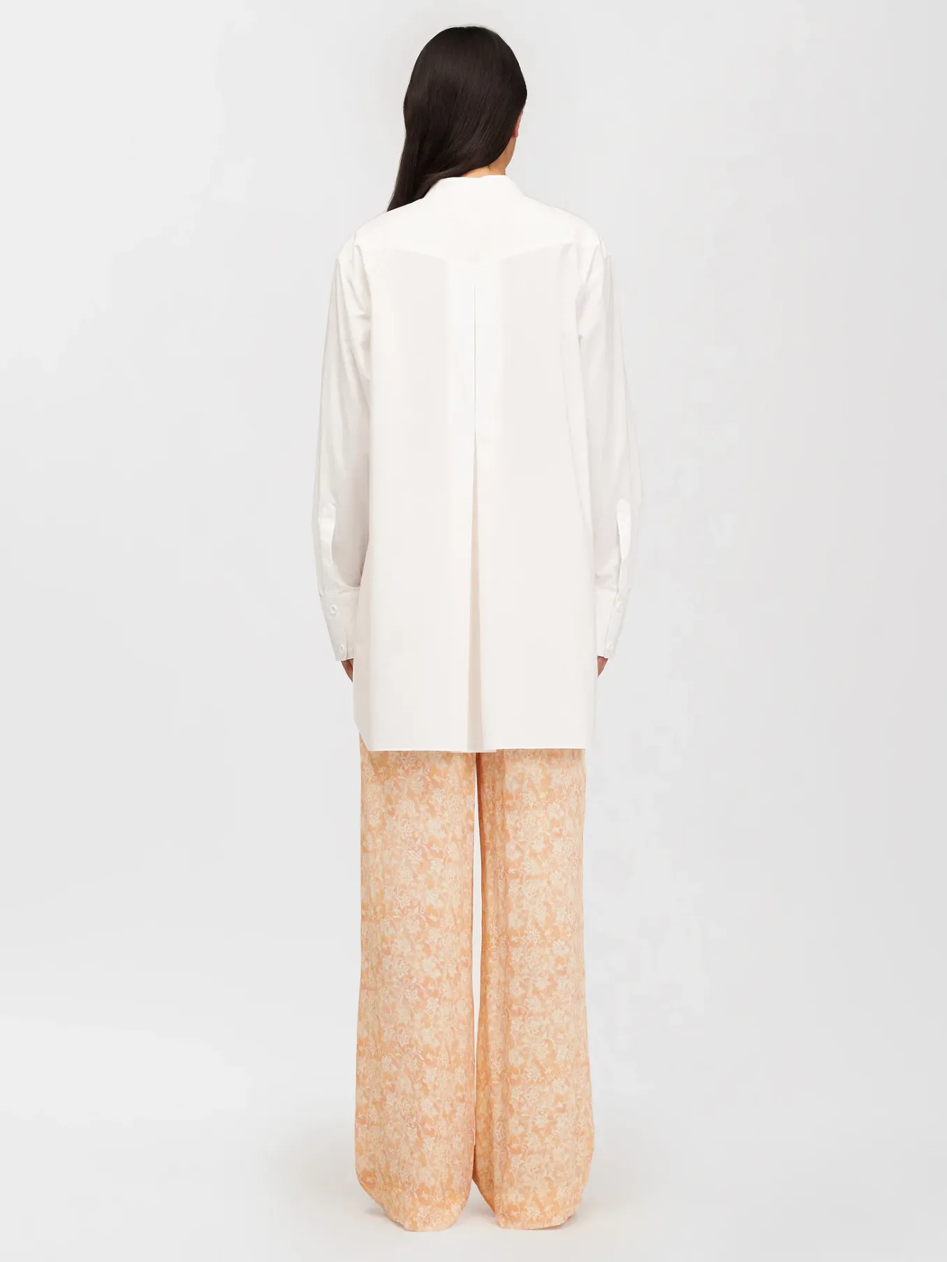 Vêtements-Chloé Chemise Longue Col Mao Blanc