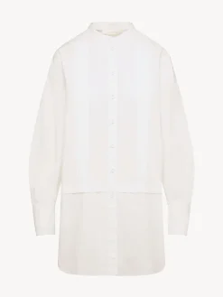 Vêtements-Chloé Chemise Longue Col Mao Blanc