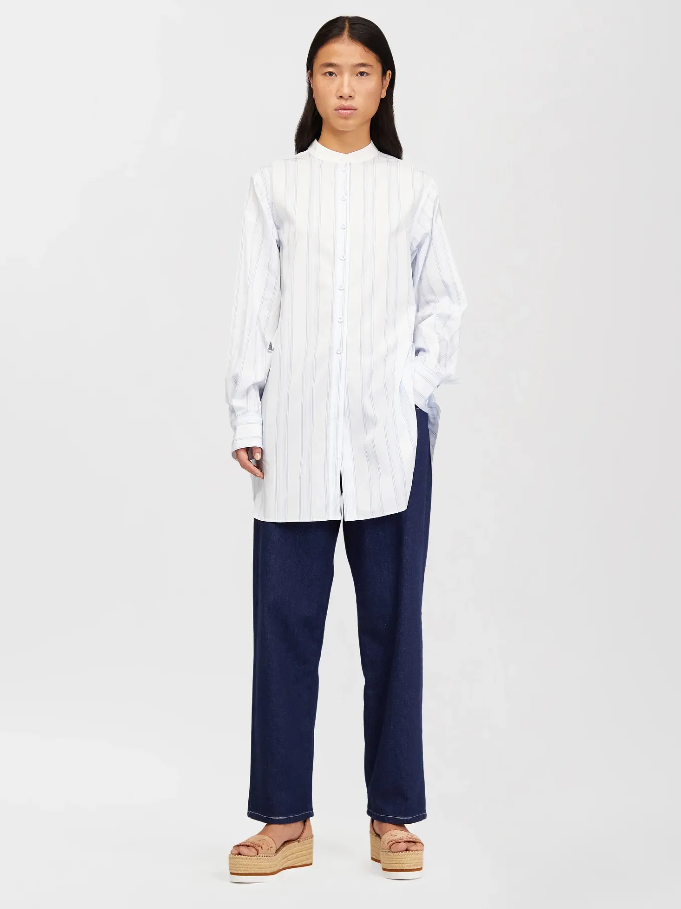 Vêtements-Chloé Chemise Longue Col Mao Hemp