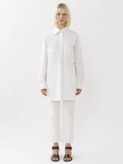 Tops Et Blouses-Chloé Chemise Longue Oversize Blanc