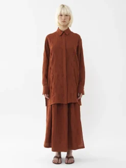 Tops Et Blouses-Chloé Chemise Longue Patricia Chloe X Eres Red Ochre