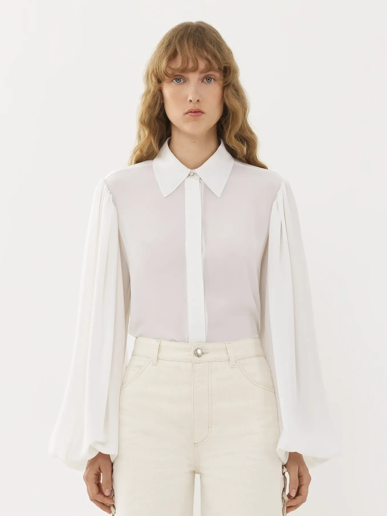 Tops Et Blouses-Chloé Chemise Manches Bouffantes Blanc