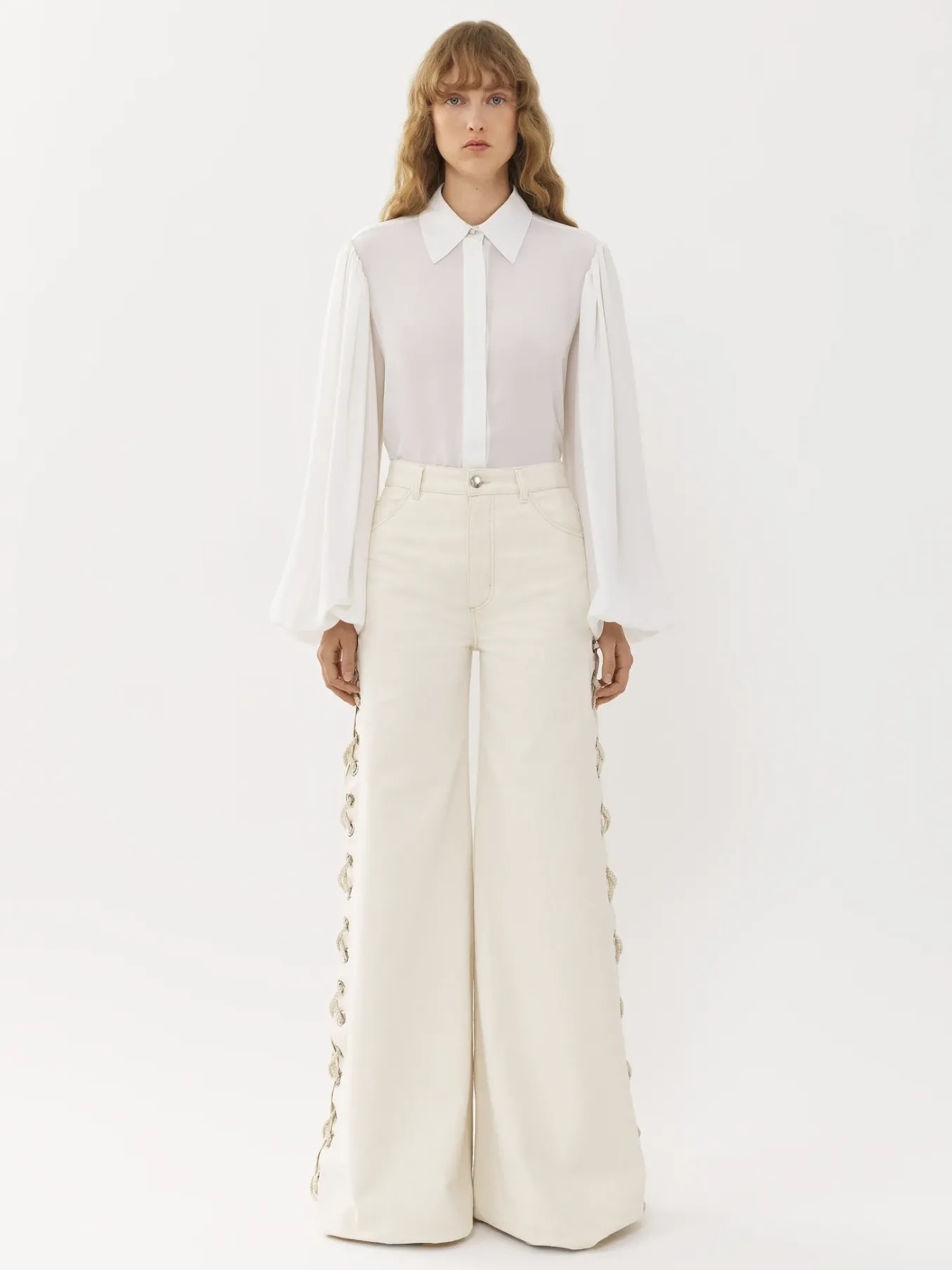 Tops Et Blouses-Chloé Chemise Manches Bouffantes Blanc