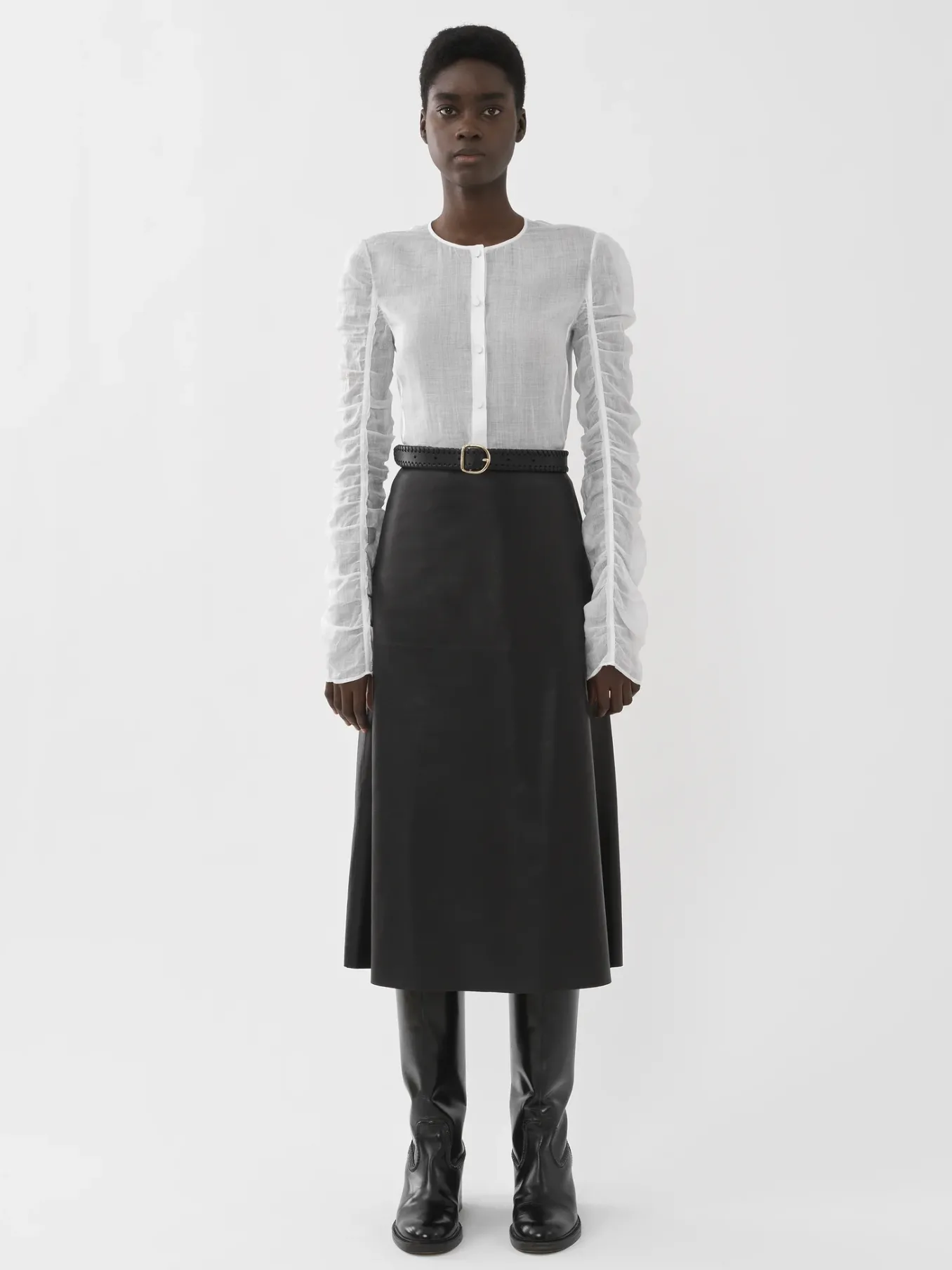 Tops Et Blouses-Chloé Chemise Sans Col Blanc