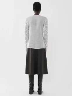 Tops Et Blouses-Chloé Chemise Sans Col Blanc