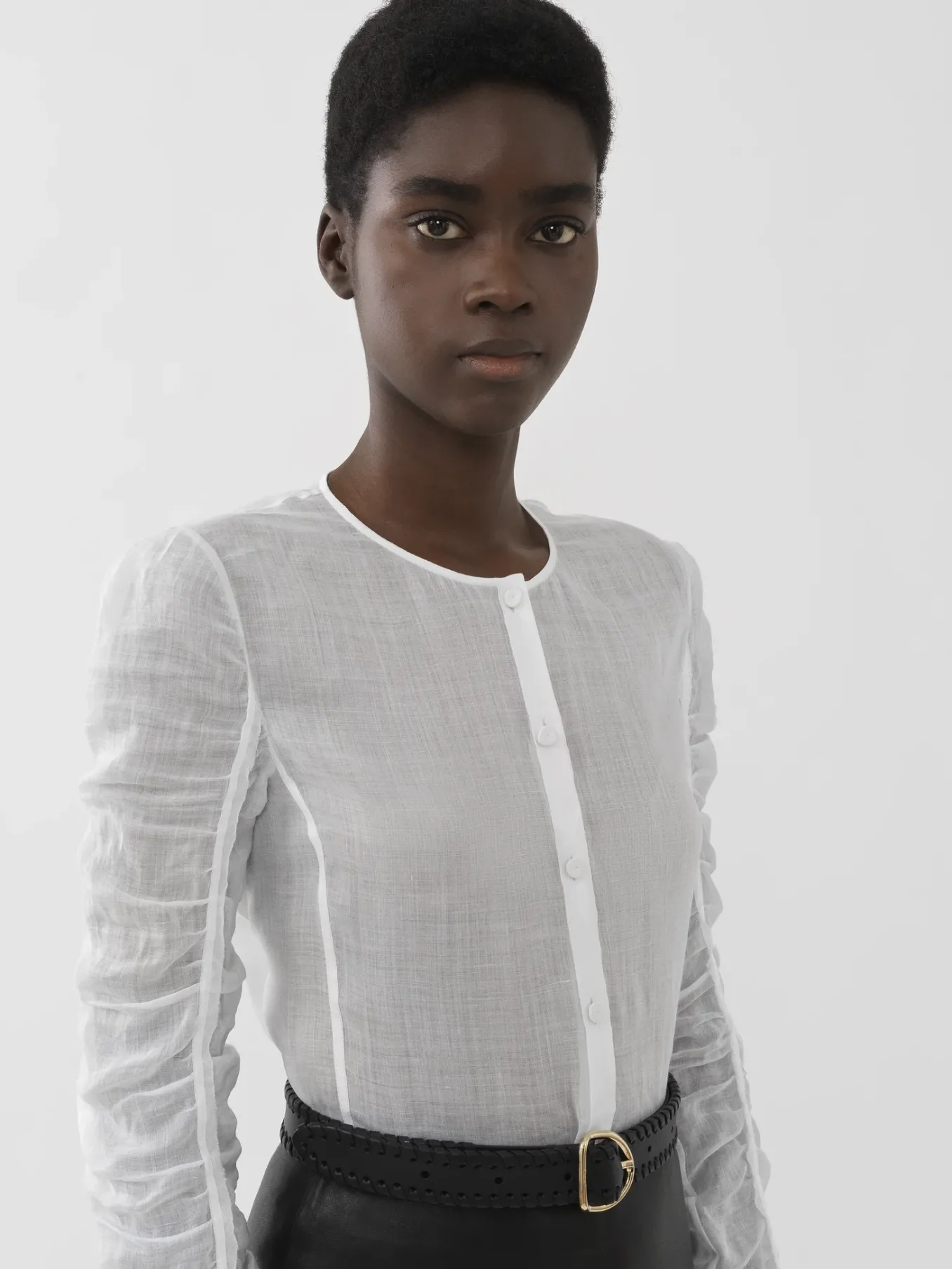 Tops Et Blouses-Chloé Chemise Sans Col Blanc
