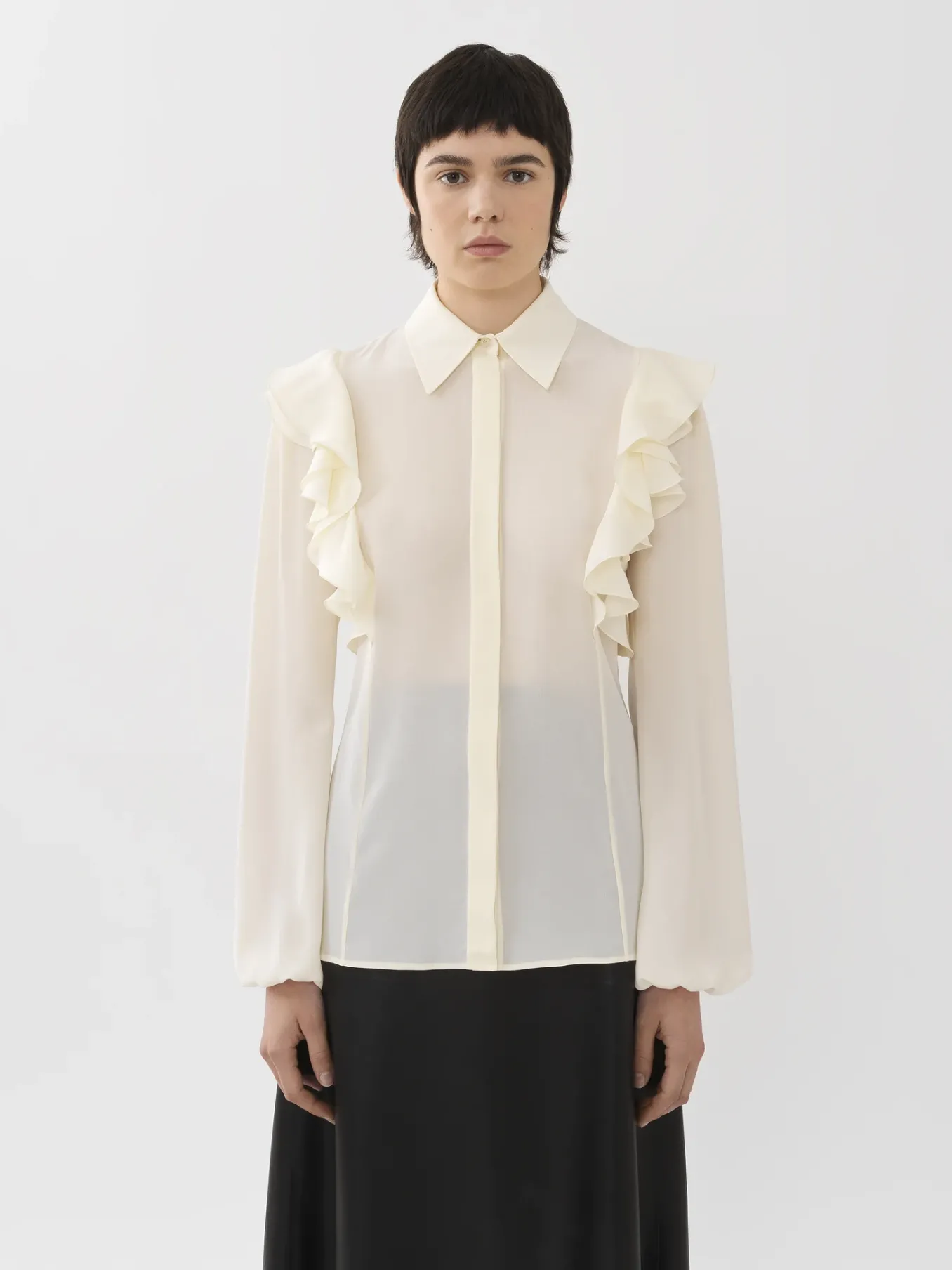 Tops Et Blouses-Chloé Chemise Volantee Coconut Milk