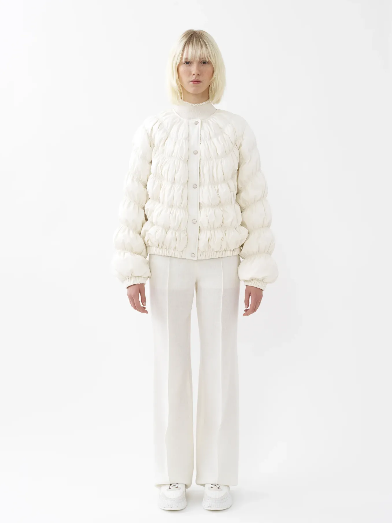 Vestes-Chloé Doudoune Froncee Seedpearl Beige