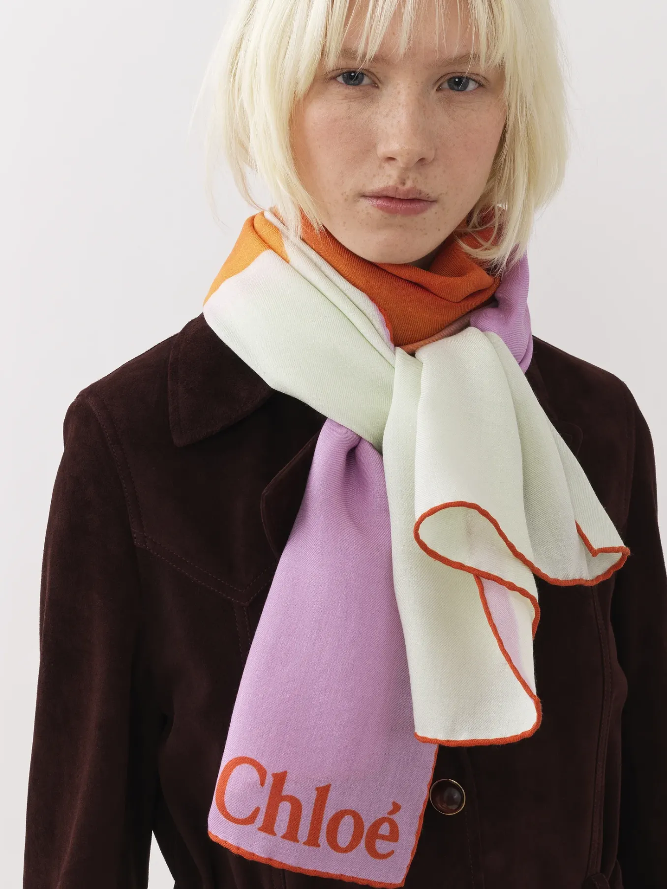 Écharpes Et Accessoires En Soie-Chloé Etole Rectangulaire Orange - Pink 1