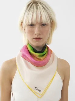 Écharpes Et Accessoires En Soie-Chloé Foulard Pink - Green 1