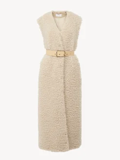 Manteaux-Chloé Gilet Long Ceinture Soften Brown