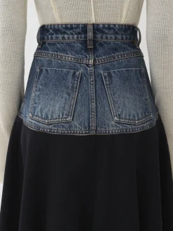 Jupes-Chloé Jupe Evasee Bi-Matiere Ink Navy