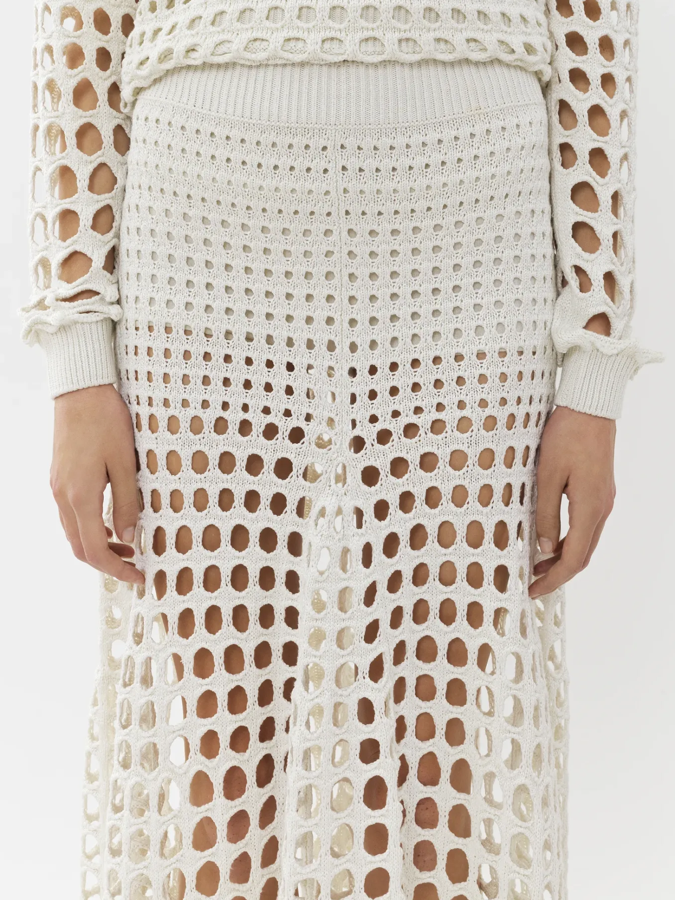 Maille-Chloé Jupe Longue Evasee Blanc