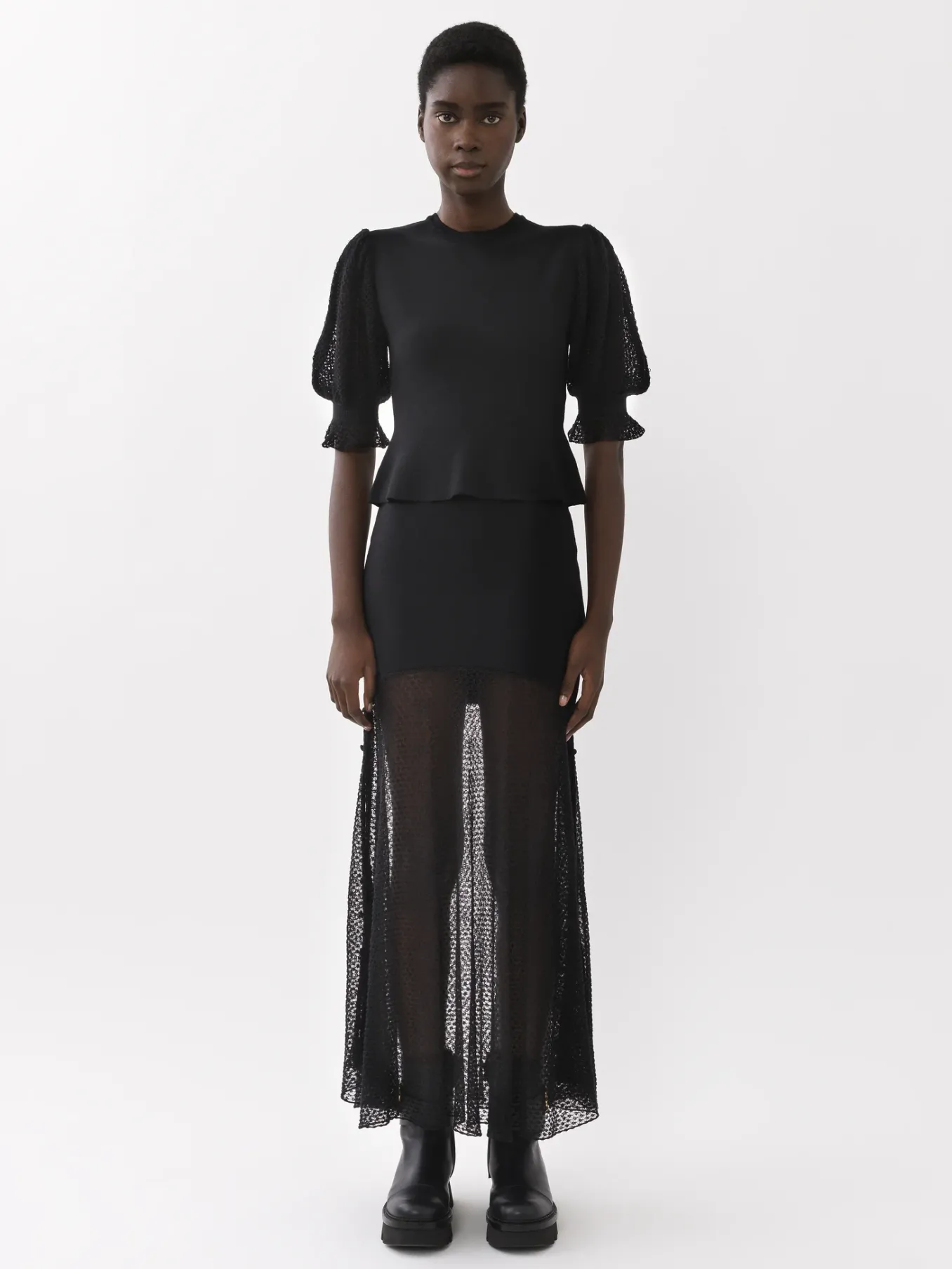 Maille-Chloé Jupe Longue Evasee Noir