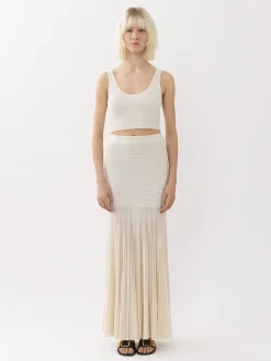 Maille-Chloé Jupe Longue Evasee Iconic Milk