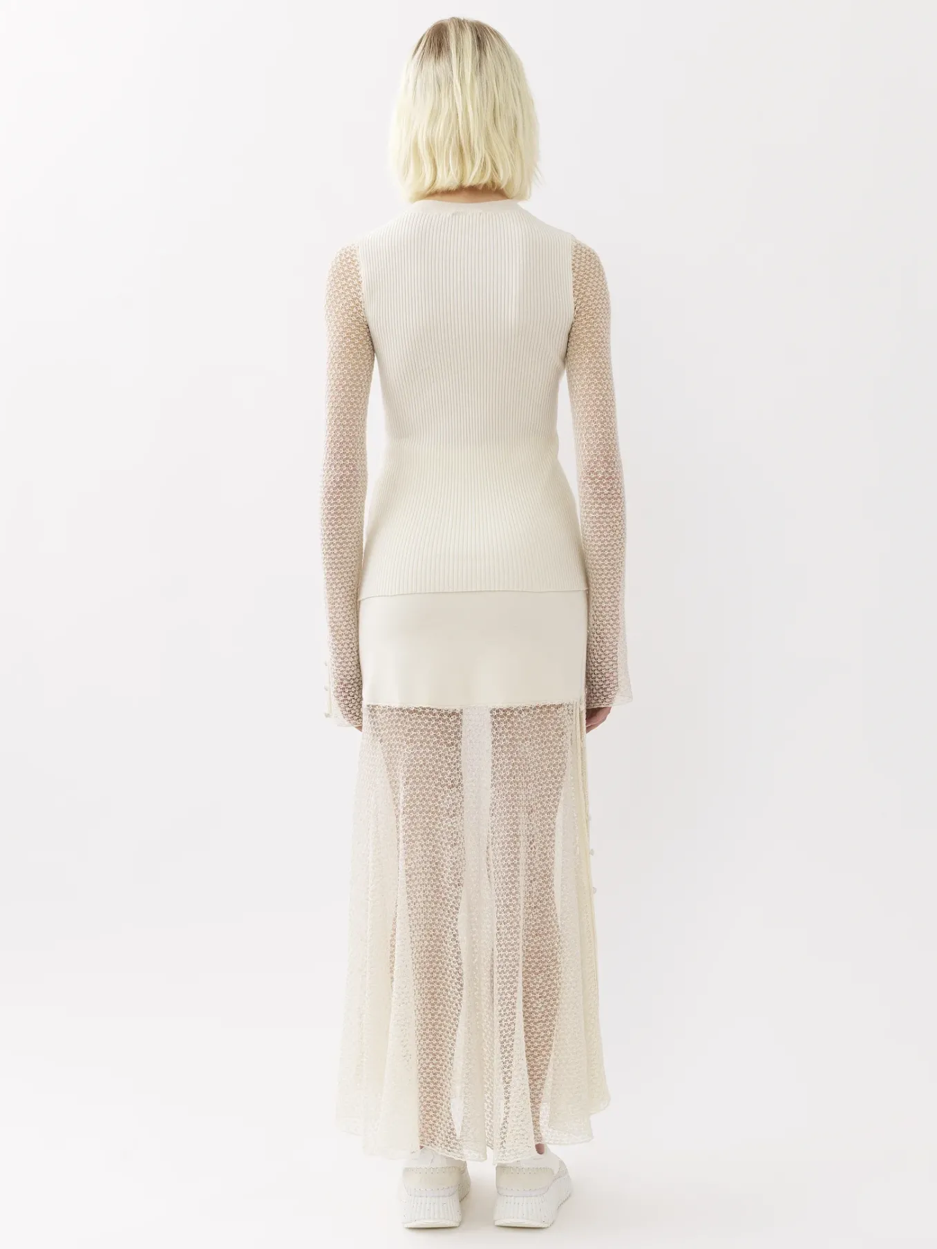 Maille-Chloé Jupe Longue Evasee Iconic Milk