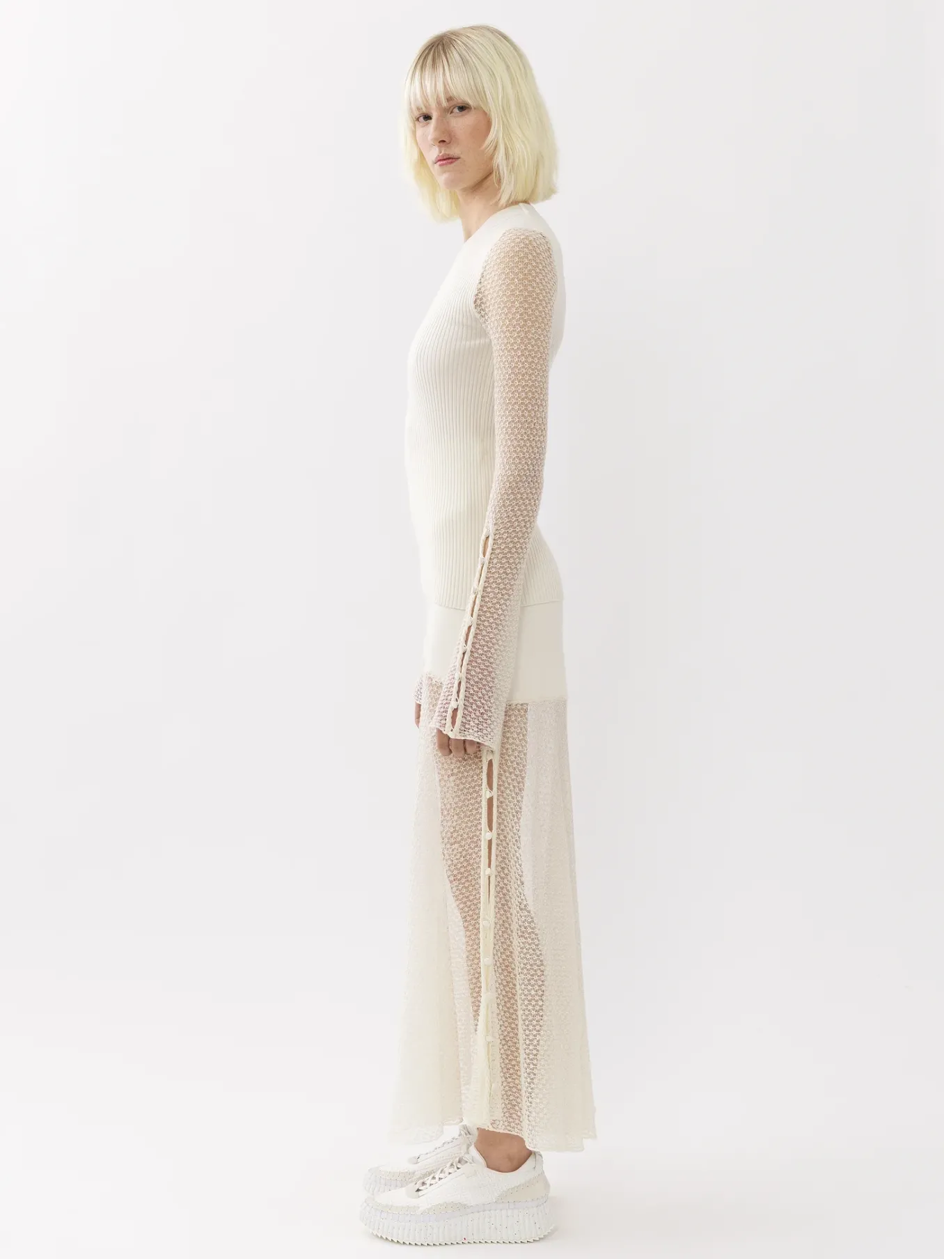 Maille-Chloé Jupe Longue Evasee Iconic Milk