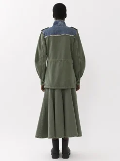 Denim-Chloé Jupe Longue Evasee Blue - Green 1