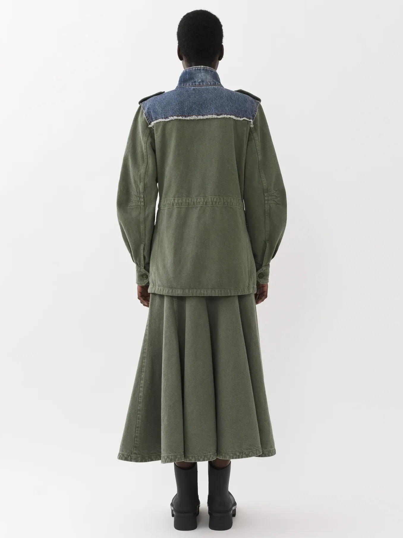 Denim-Chloé Jupe Longue Evasee Blue - Green 1