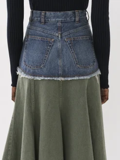 Denim-Chloé Jupe Longue Evasee Blue - Green 1